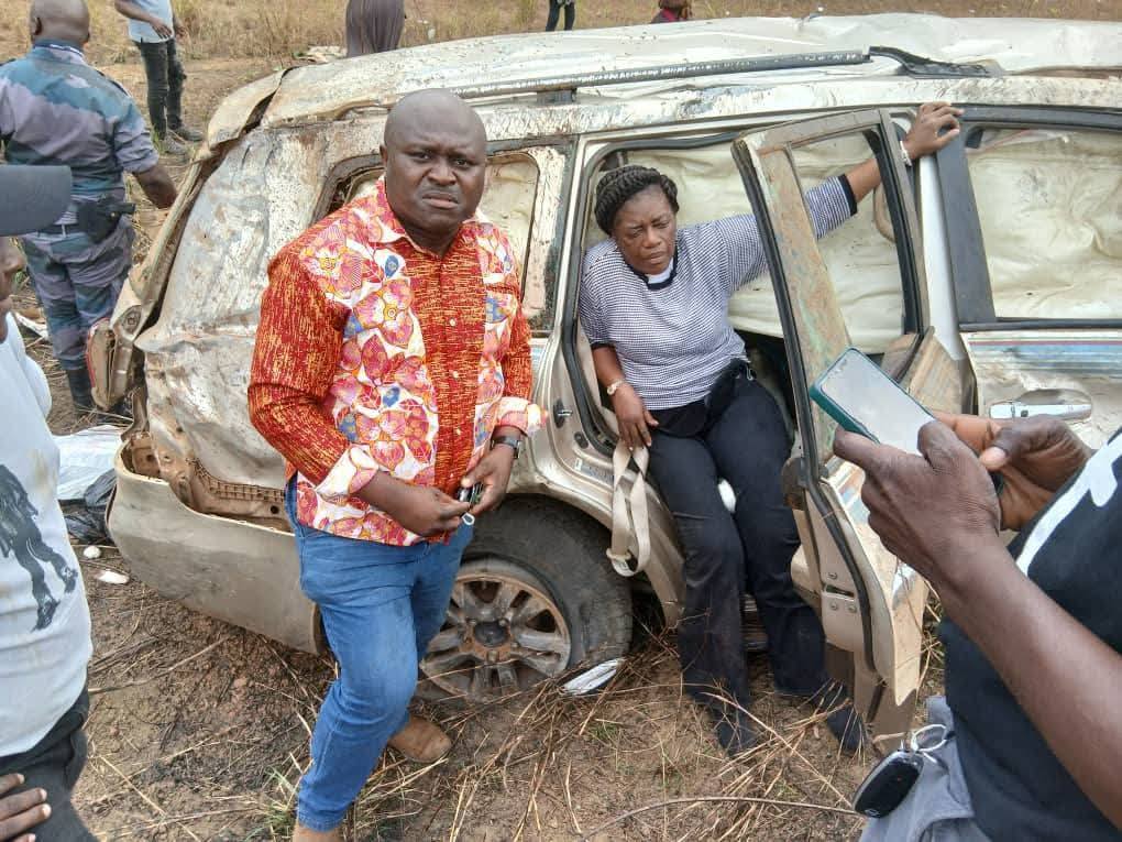 Accident de la route : Angélique Ngoma, Secrétaire générale du PDG, miraculée sur l’axe Fougamou/Mouila.